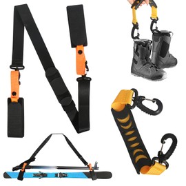 DELAESI Ski Straps 2 Pieces Adjustable Ski Carrier Strap Cushioned Ski Ties Skiing Accessories Ski Shoulder Straps for Skiing Snowboarding Winter Outdoor Activities