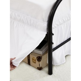 RIMELA White Bed Skirt King Size 15 Inch Drop Split Corners, Wrap Around Elastic Bedskirt, Dust Ruffle for Adjustable Bed Base Machine Washable Easy to Install Bed Skirts