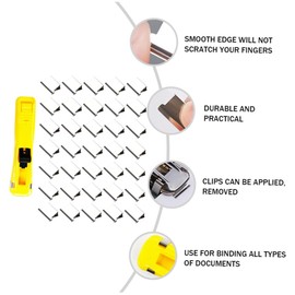 CAXUSD 3 Sets One-Hand Operation Paper Clipper Office Stapler Clips Clam Clip Refill for School