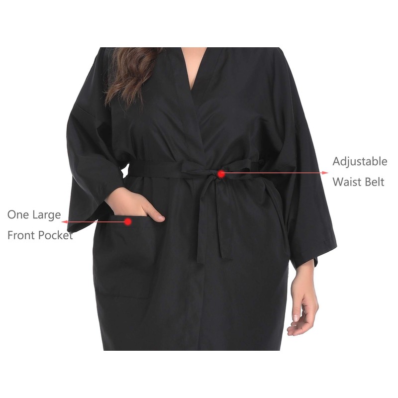Perfehair Salon Customer Dress Hairdressing Cape Kimono Style (Color: Black)
