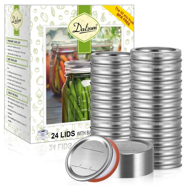 Dalzom® 48Pcs Canning Lids with Rings Regular Mouth, Premium Mason