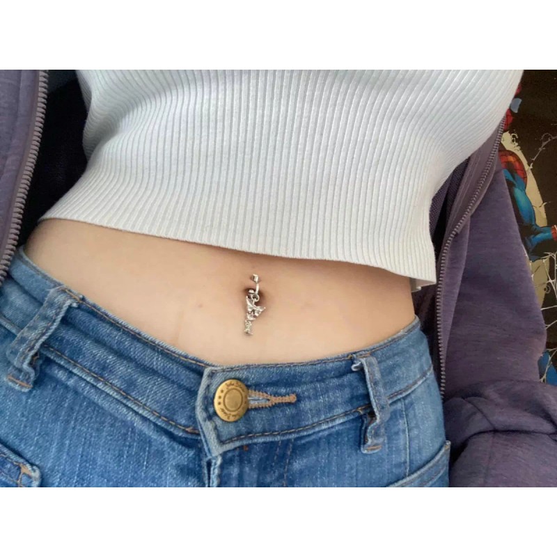 PMX Piercing Para Ombligo Sin Perforación, Arete Falso Ombligo