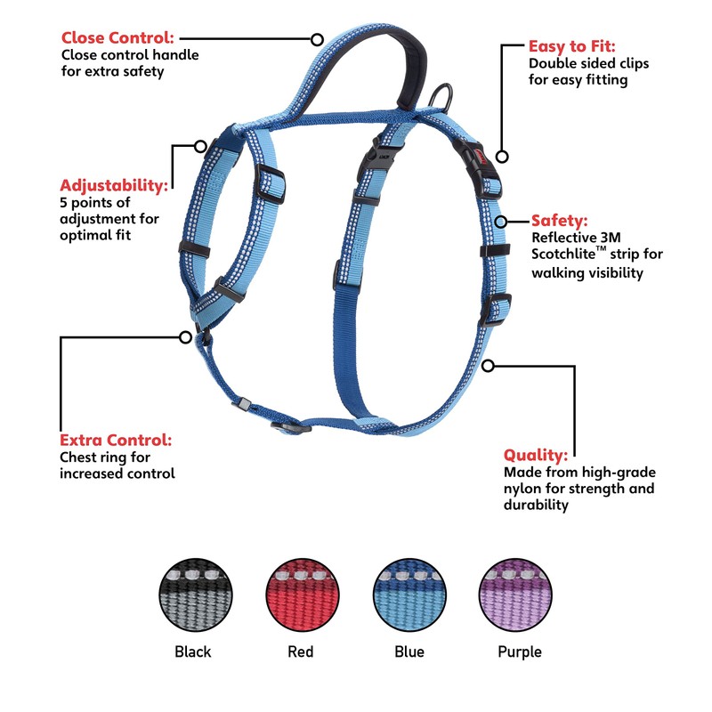 HALTI Walking Harness, Size Medium, Blue, Best Lightweight Dog Harness