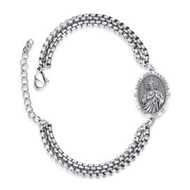 ADMETUS St Jude Bracelet 925 Sterling Silver Saint Jude Bracelet for Men San Judas Tadeo Bracelet Protection Jewelry Religious Gifts for Men