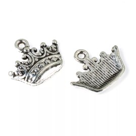 Hackberry Creek 10 Crown Charms - Silver Metal Royalty Crown Pendants - King/Queen Jewelry