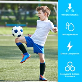 Sharelove Soccer Shin Guards Kids, Practical Protector Football Shin Pads with Breathable Elastic Honeycomb Pads, Thickened and Enlarged Shin Defender Shin Guards Sleeves for Kid Adult