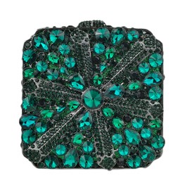 Cute Crystal Box Clutch Glitter Evening Bags Women Rhinestone Handbags and Purses Party Wedding, Green