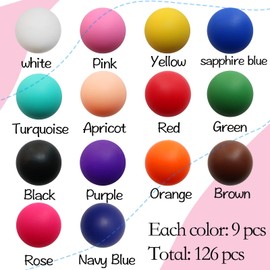 126pcs Richbunnys 15mm Bulk Silicone Beads for Pens and Keychain Making,Large Beads for Necklace and Bracelets Making,Assorted Rubber Beads Set for Crafts(Mixcolored)…