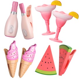 8 Packs Beach Towel Clips for Chairs Colorful Champagne and Margarita Glass Clips Holder Clothes Pegs for Summer Patio and Pool Cruise Lounger Accessories (Stylish Style)