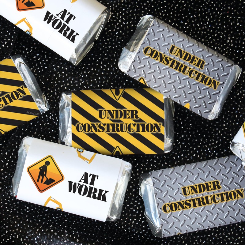Under Construction Party Mini Candy Bar Wrappers, Construction Birthday Decorations