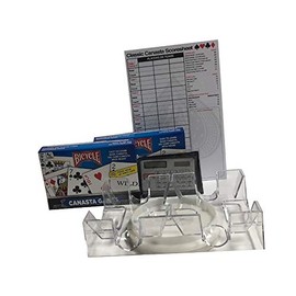 Bicycle Canasta Set w/ 4 Decks of Cards, Score Sheet, Revolving Card Tray and Calculator (Classic)