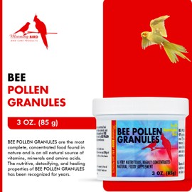 Morning Bird Bee Pollen Granules 3 Oz – Naturally Immune Support & Protein Powder for Birds – Boosts Strength, Feather Health & Energy Supplements – Easy to Mix with Food for All Bird Types