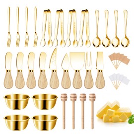 Charcuterie Boards Accessories Gold Charcuterie Utensils Cheese Butter Spreader Knife Set Small Serving Tongs Forks and Spoons Dipping Bowls Honey Dippers Toothpick Flags for Party Platter Making