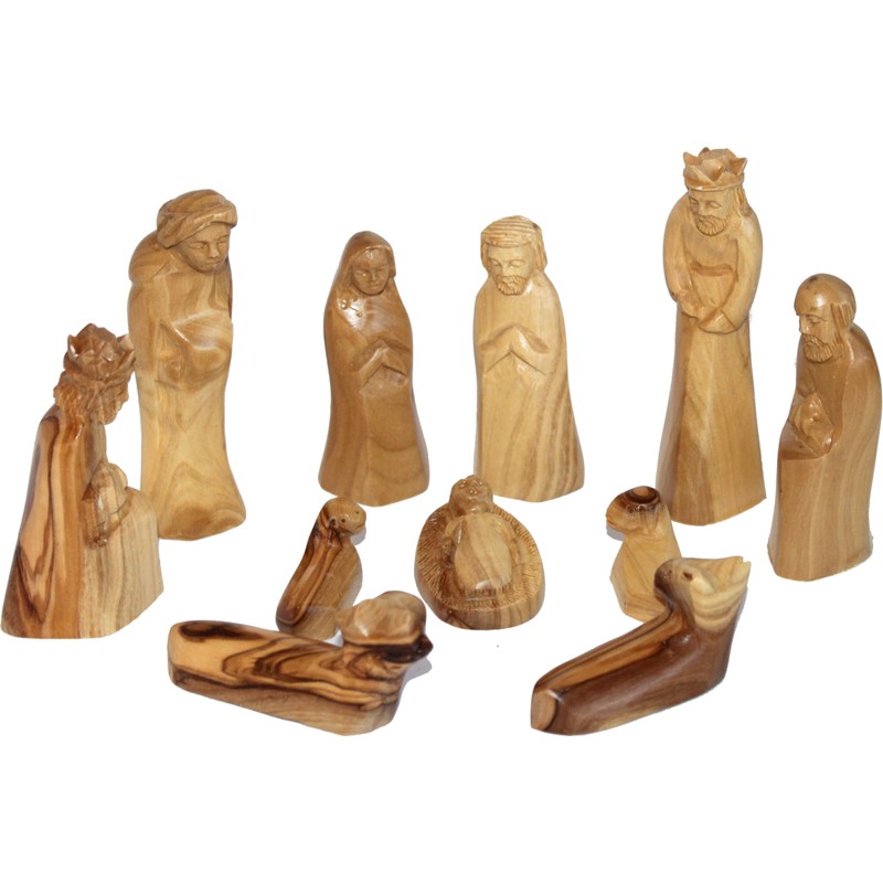 Holy Land Market Olive Wood Carved Nativity Set - Medium