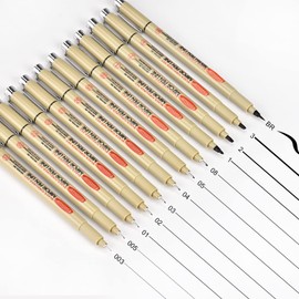 EooUooIP Micro Pen Fineliner Ink Pen, 12 Pack Fineliner Pens Set, Black Pigment Pen Fineliners Art Supplies Fine Point Sketch Pens Shading drawing Technical Drawing pen for Artist, Kids or Adult