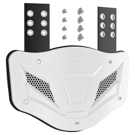 ARGOMAX Football Back Plate - Lightweight Adjustable Spine Guard for Youth & Adult Players, High-Impact Back Protector with Breathable Design, Fits All Shoulder Pads (Sizes 12 to Adult) - White.