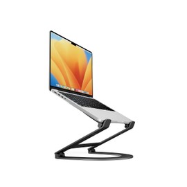 Twelve South Curve Flex | Ergonomic Height & Angle Adjustable Aluminum Laptop/MacBook Stand/Riser, fits 10"-17", Folds Flat for Portability -Travel Pouch Included, Matte Black