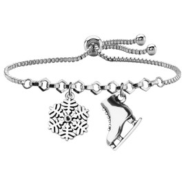 MYOSPARK Skater Gift Ice Skating Charm Bracelet Figure Skating Jewelry Skating Team Gifts Skate Lover Gift (Skating Slider BR)