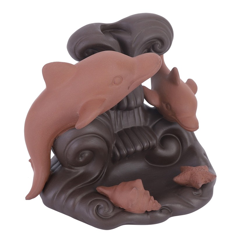 Ornamental Backflow Incense Burner Incense Holder Home Ornament with Dolphin