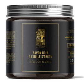 Body Scrub Hammam Black Soap, Body Scrub with Organic Argan Oil, Moroccan Black Soap Natural Exfoliating - Removes Dead Skin and Purifies Skin - 200g