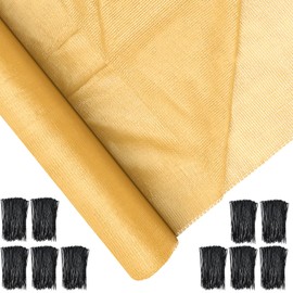 Ribbonlic 6 x 150 ft Shade Cloth Beige Shade Cloth Roll for Covering Garden 90% Mesh UV Resistant Net with Ties for Patio Outdoor Greenhouse Fence Flower Plant Cover Canopy