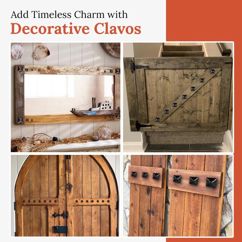 Borderland Rustic Hardware 100 Pack Square Pyramid Door Clavos Decorative