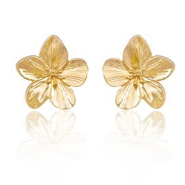 GAUEIOUR Gold Big Flower Earrings Vintage Boho Stud Five-Petal Flower Earring Drop Dangle Alloy for Woman Wedding Party Hypoallergenic Jewelry