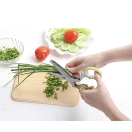 JesitaGear Herb Salad Scissors Cooking 5 Blade Kitchen Scissors Shear Tool Gadget Gift