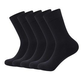 SERISIMPLE Viscose Bamboo Dress Men Sock Thin Soft Crew Anti Odor Lightweight Sock Breathable Comfort Cool soft Sock 5 Pairs (US, Alpha, X-Large, Regular, Regular, Black)