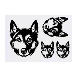 4 x 'Husky' Temporary Tattoos - Water Resistant, Skin-Safe, Non-Toxic Transfers, Mixed Sizes (TO00075958)