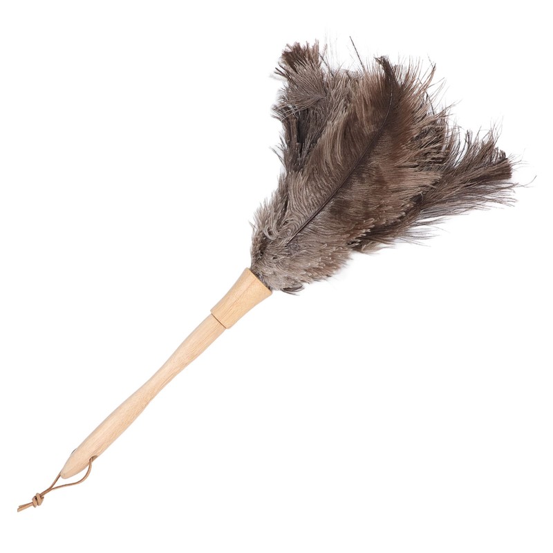 Feather Duster Light Weight Soft Long Handle Reusable Black Ostrich