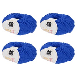 Rebower Cotton Yarn,100% Cotton Soft Knitting Yarn [for Hand DIY Bag Cushion Crocheting Knitting Project Home Decor] -4 Packages of 200g/7.05oz(Per Skein 50g/137yards)/Dark Blue