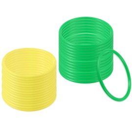 PATIKIL 5" Plastic Ring-Toss Rings for Bottles, 30 Pack Carnival Rings Plastic Hoops for Speed and Agility Practice Outdoor Party Favor, Yellow/Green