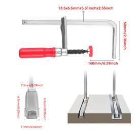 Set of 2 lever clamp with lever handle, all-steel table clamp, quick release, with 160 mm capacity and 60 mm throat depth, clamp for grinding, cutting