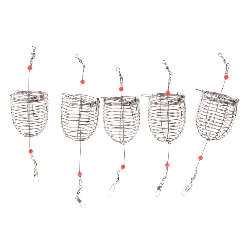 Kisangel 2sets Stainless Steel Lure Cage Bait Trap Fishing Trap