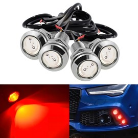 JRQLOV 4Pcs 18mm DC 12V Eagle Eye Cob LED Car Fog DRL Daytime Running Light Backup Reverse Tail Rock Lights Headlights Small bulb use for car and motorcycle (red)