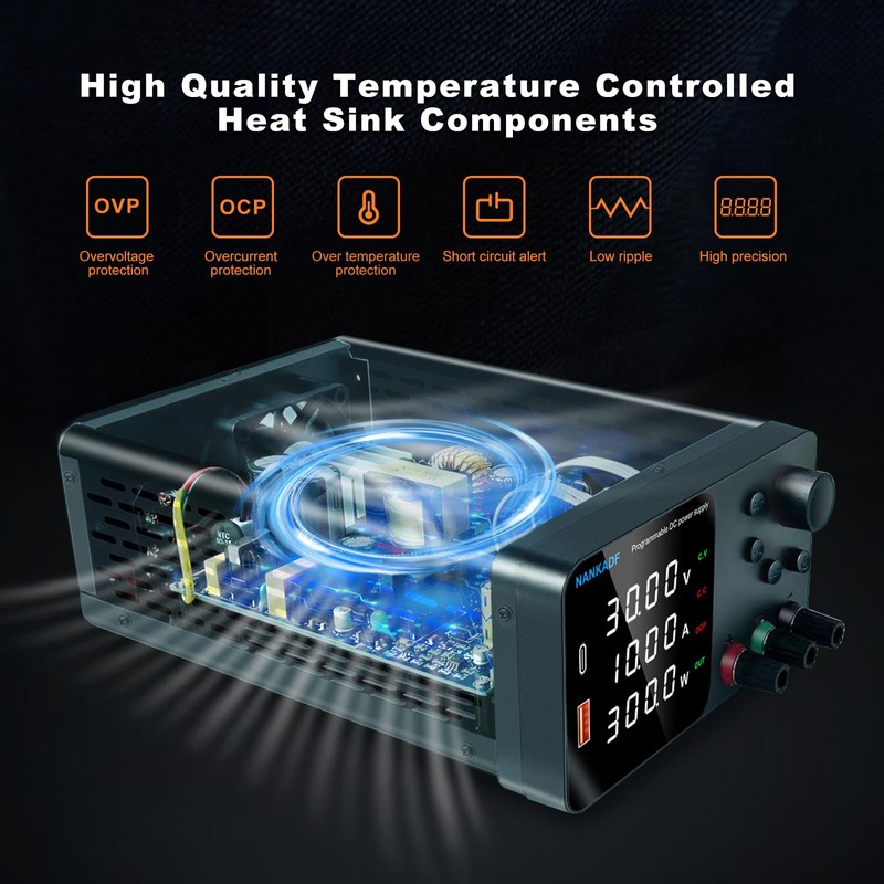 DC Power Supply, 30V 10A Bench Power Supply with Encoder