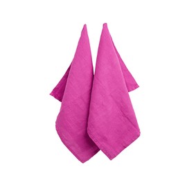 Easter Dishtowels, 100% Linen Kitchen Towels – Ultra Absorbent, Quick Drying, Lint-Free DishTowels – Spring Pink Soft & Durable Tea Towels for Kitchen & Home – (Set of 2, 18x28 inches) - Orchid Pink