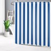 LB Blue and White Striped Fabric Shower Curtain for Bathroom