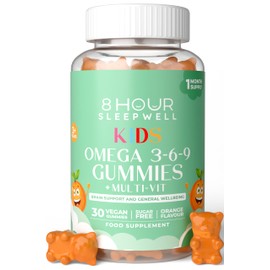 Kids Omega 3, 6 & 9 Gummies – Sugar-Free, Vegan & Gluten-Free | Plant-Based Omega with 8 Essential Vitamins | Chewable, Tasty Alternative to Fish Oil | 1 Month Supply