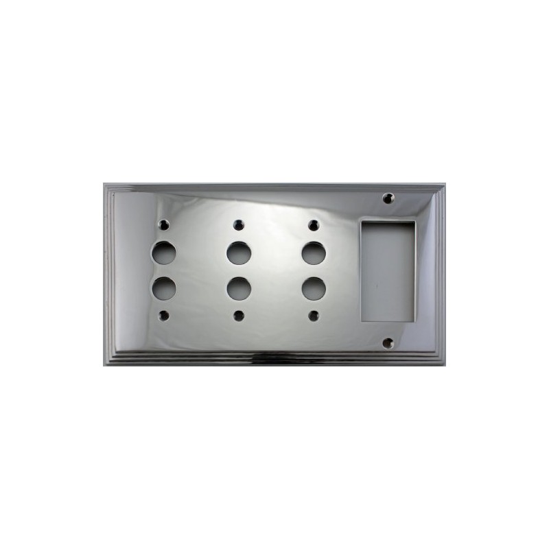 Polished Nickel Deco Step Style 4 Gang Combination Switch Plate