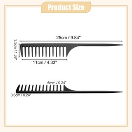 VOCOSTE Wide Tooth Slat Tail Comb Plastic Long Tail Comb for Wet Hair Parting Comb Tip Tail Comb 1pcs Black