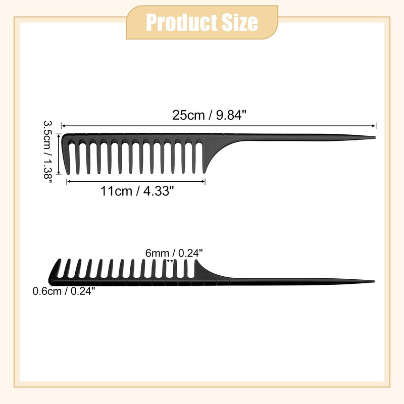 VOCOSTE Wide Tooth Slat Tail Comb Plastic Long Tail Comb