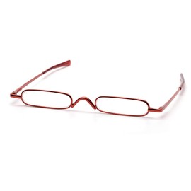 ZUVGEES Easy Carry Mini Compact Slim Reading Glasses—Lightweight Portable Readers with w/Pen Clip Tube Case (Red, 3.50)
