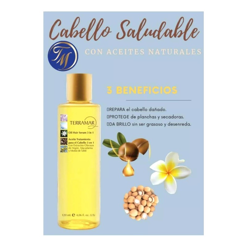 Terramar Óleo Aceite Tratamiento Cabello Terramar, 120mls Original
