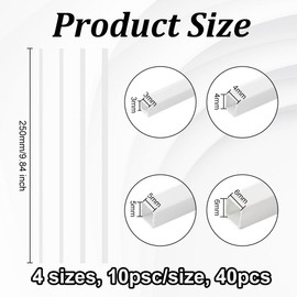 OLYCRAFT 40pcs 4 Size ABS Plastic Square Tube 3/4/5/6mm White ABS Plastic Square Tube Hollow Square Bar Rods ABS Plastic Rods for DIY Sand Table Architectural Model Making