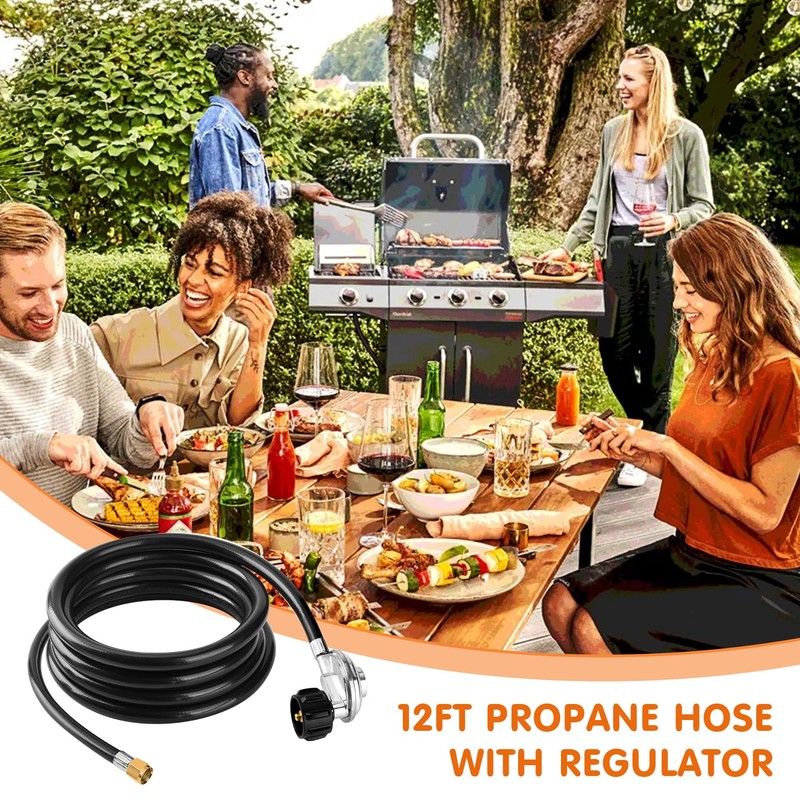 Homzenify 12FT Universal QCC1 Low Pressure Propane Hose with Regulator