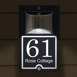 Custom Signs Solar Illuminated Modern Anthracite House Number Sign 24cm x 14.5cm Bold Border Design