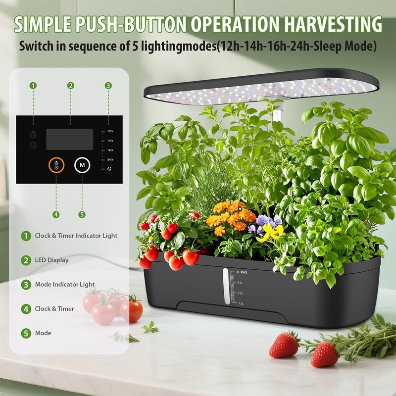 Hydroponics Growing System Kit 52 Pods, Indoor Herb Garden with