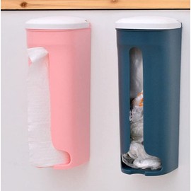 BAOOOFU Plastic Bag Holder Kitchen Grocery Plastic Bag Storage and Dispenser for Plastic Bags, Easy Wall Mount Cabinet Bag Saver, 27.5cm x 10cm x 10cm（Pink）